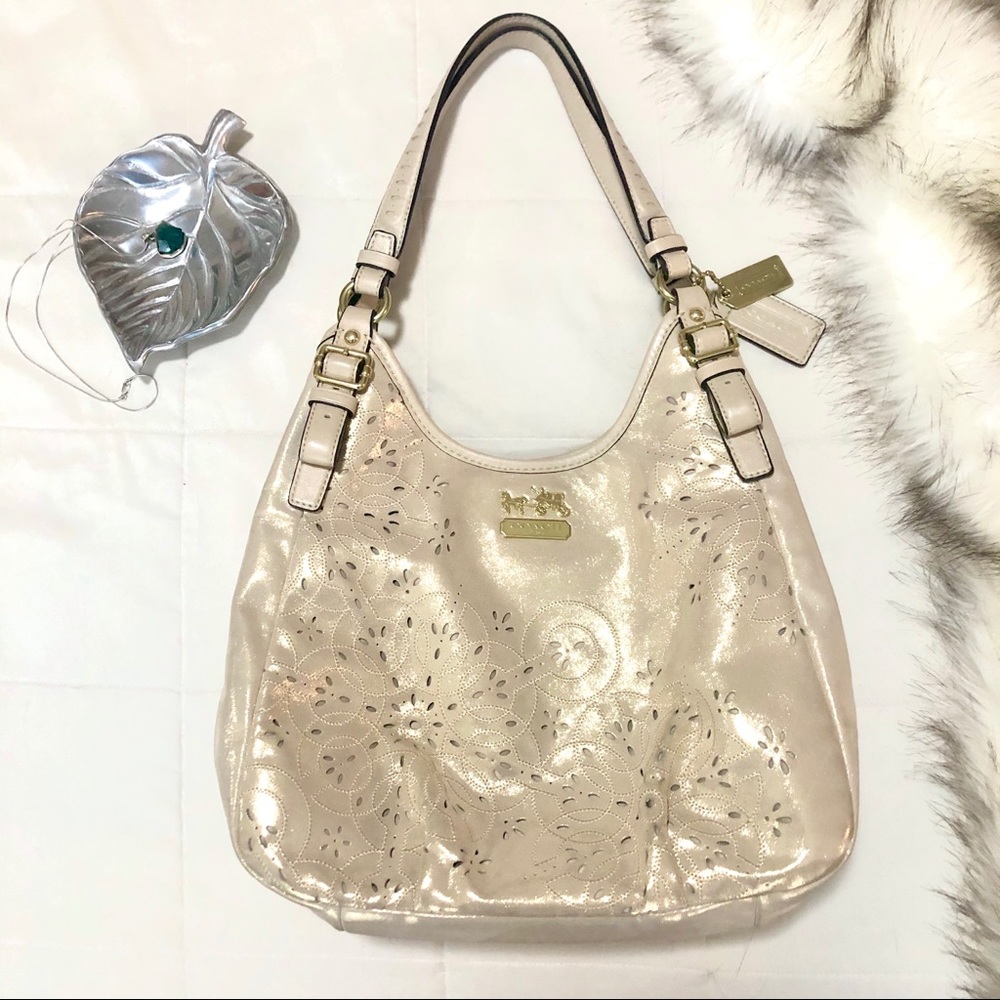 Shimmery champagne gold coach bag